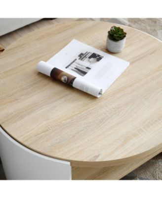 Set of 1 - 31" Round Coffee Table with Storage Shelf