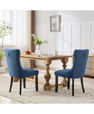 Nikki Tufted Upholstered Linen Dining Chair (Set of 2)