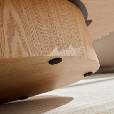 Modern Oval Coffee Table with Pedestal Base, 43.7" for Living Room