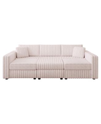 Streamdale U-Shaped 6-Person Sofa with Ottoman, Light Pink, Modular Furniture