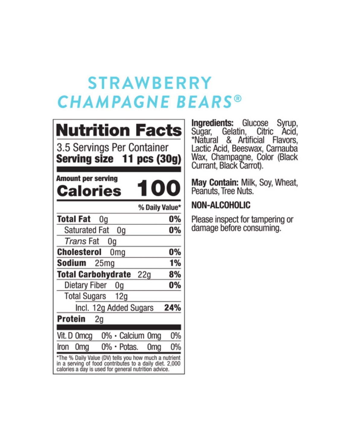 Sugarfina Strawberry Champagne Bears Taster Packets, 12 Pieces