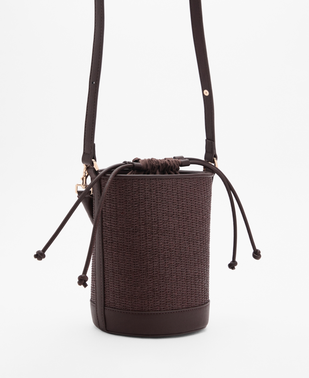 Mango Women's Small Raffia Bucket Bag