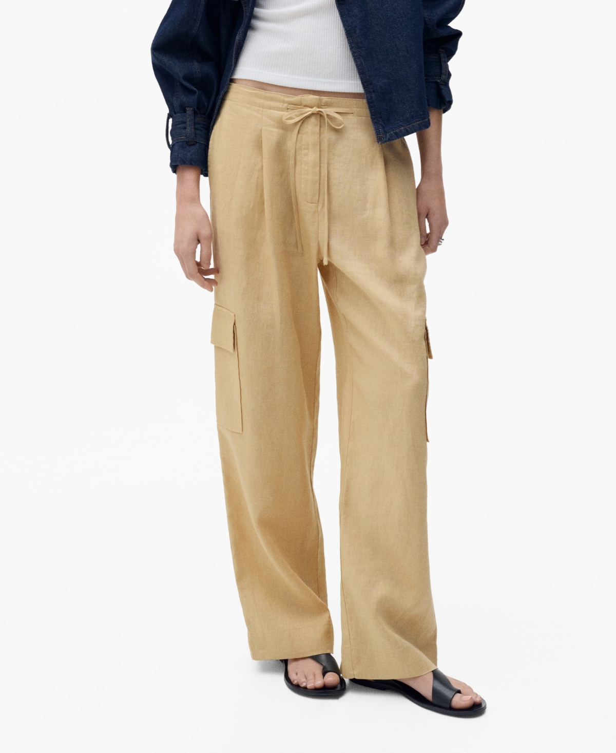 Mango Linen Cargo Pants