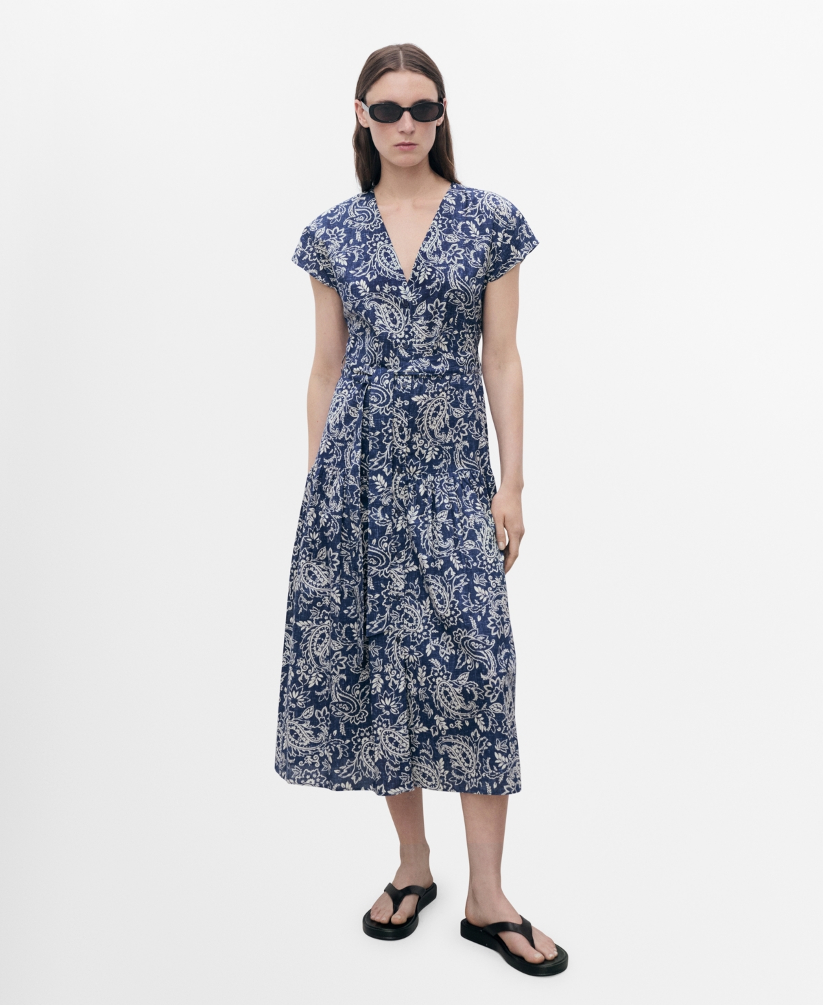 Mango Women's Paisley Flared Dress