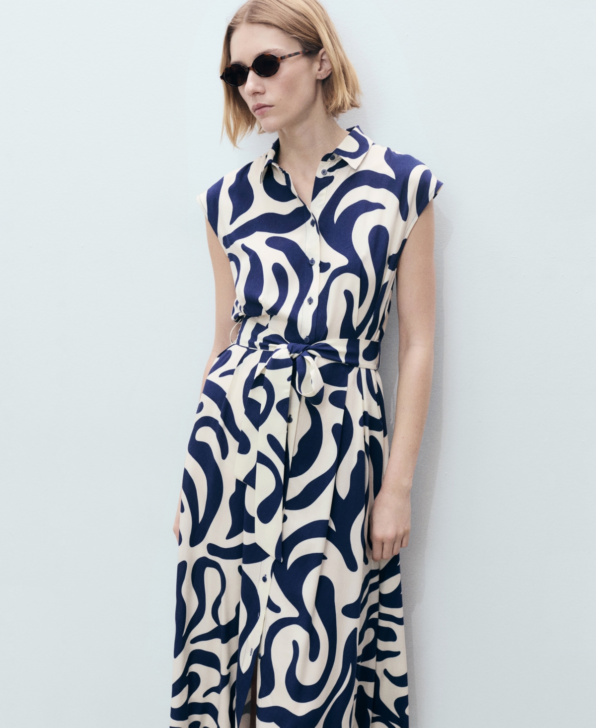 Mango Robe Bleu - Femme - L -
