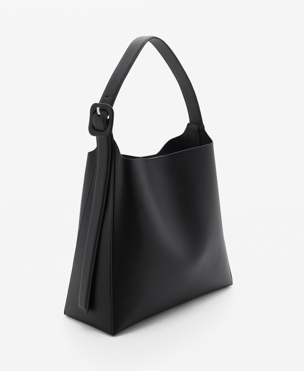 Women's Buckle Shopper Bag - Black