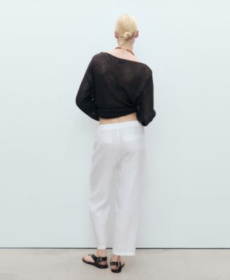 Women's Straight Linen-Blend Pants