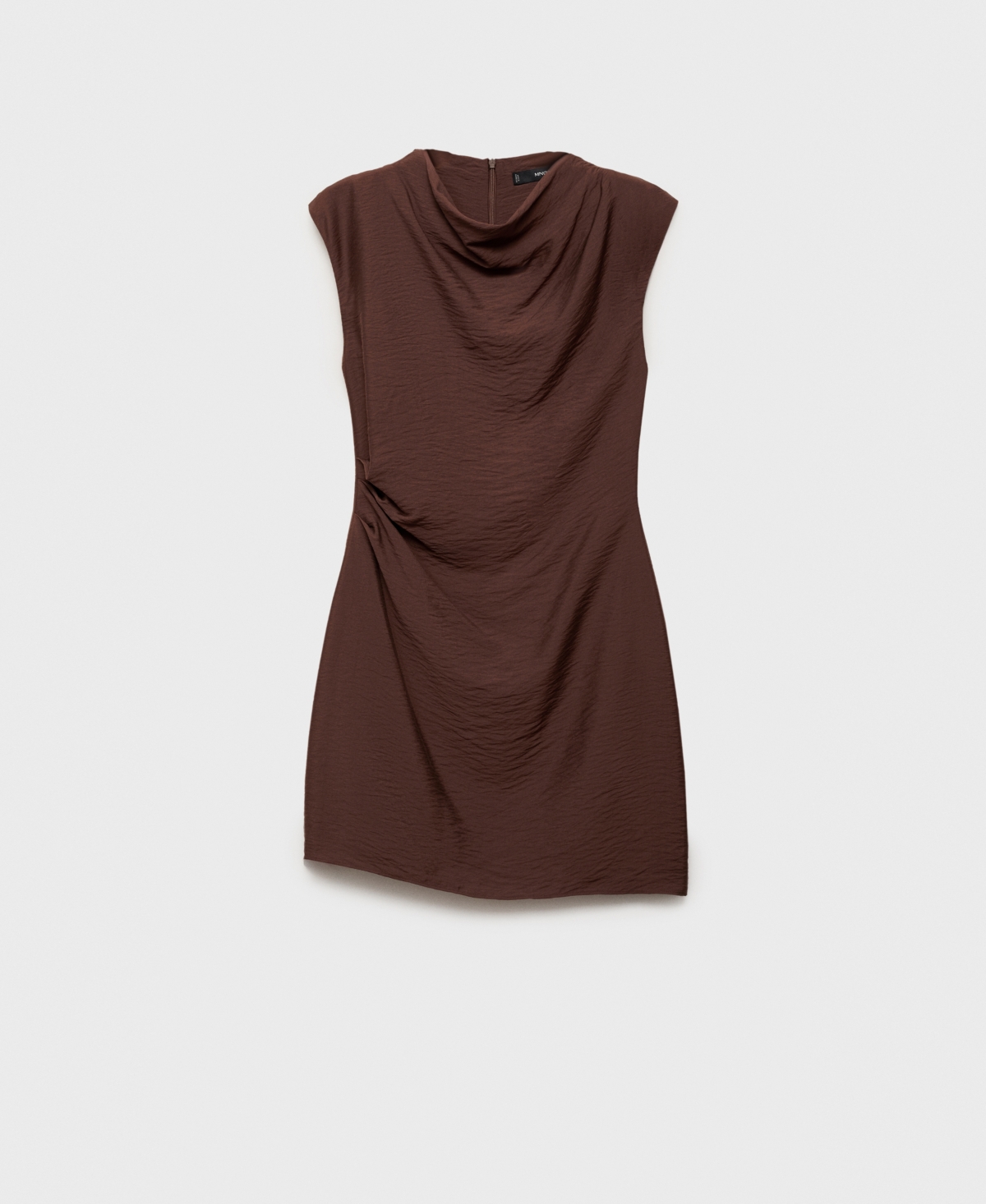 Mango Drape Texture Minidress In Brown