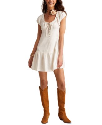 Lucky Brand - Women's Tie-Neck Short-Sleeve Market Mini Dress