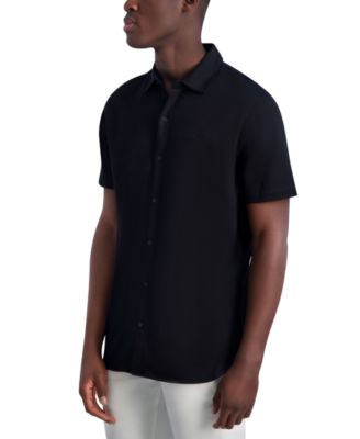 Men's Short Sleeve Collared Knit Button Front T-Shirt