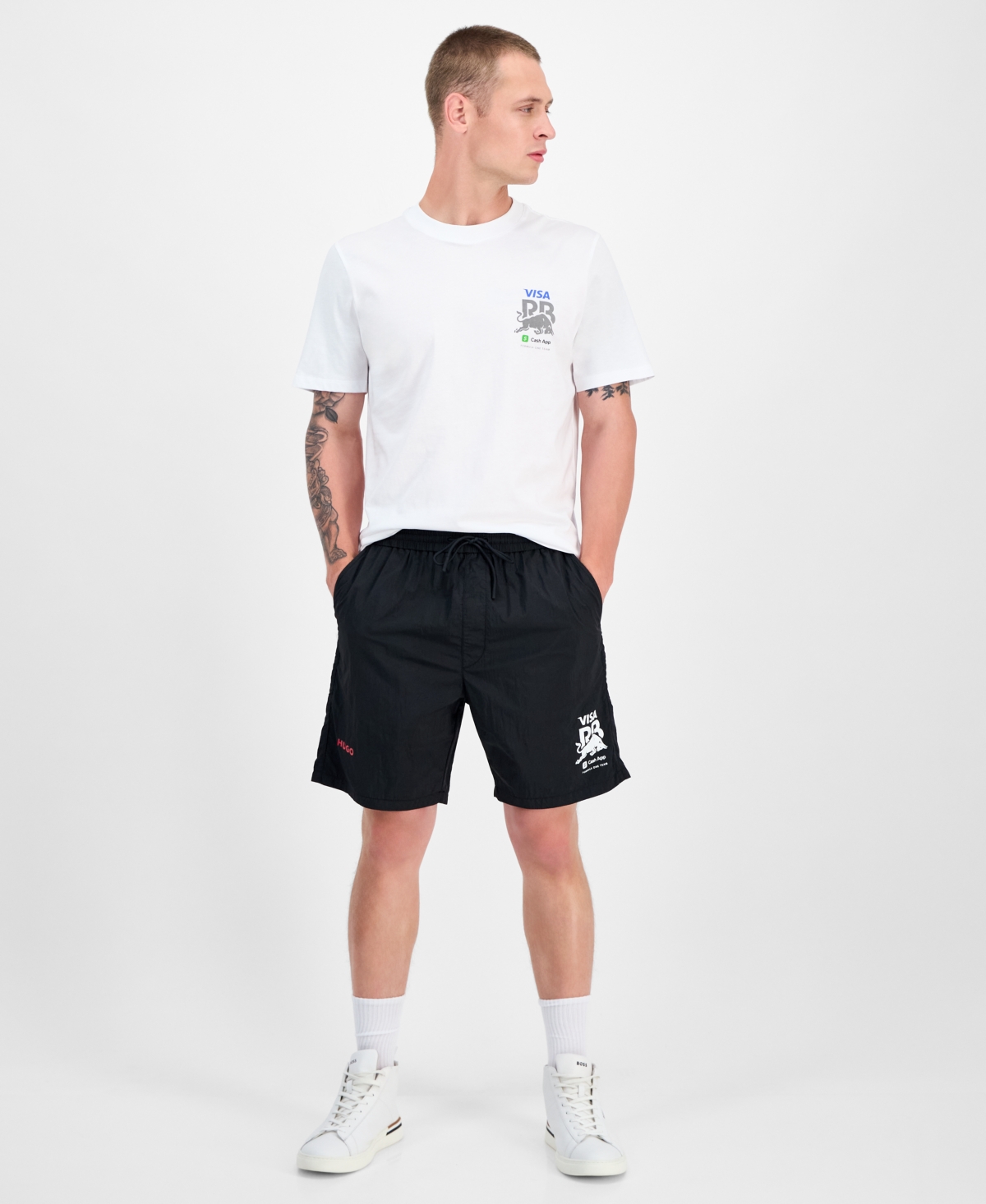 Men's Fanwear Relaxed Fit Drawstring 7.6" Shorts - Black