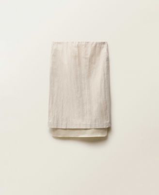 Women's Combined Linen Blend Midi Skirts