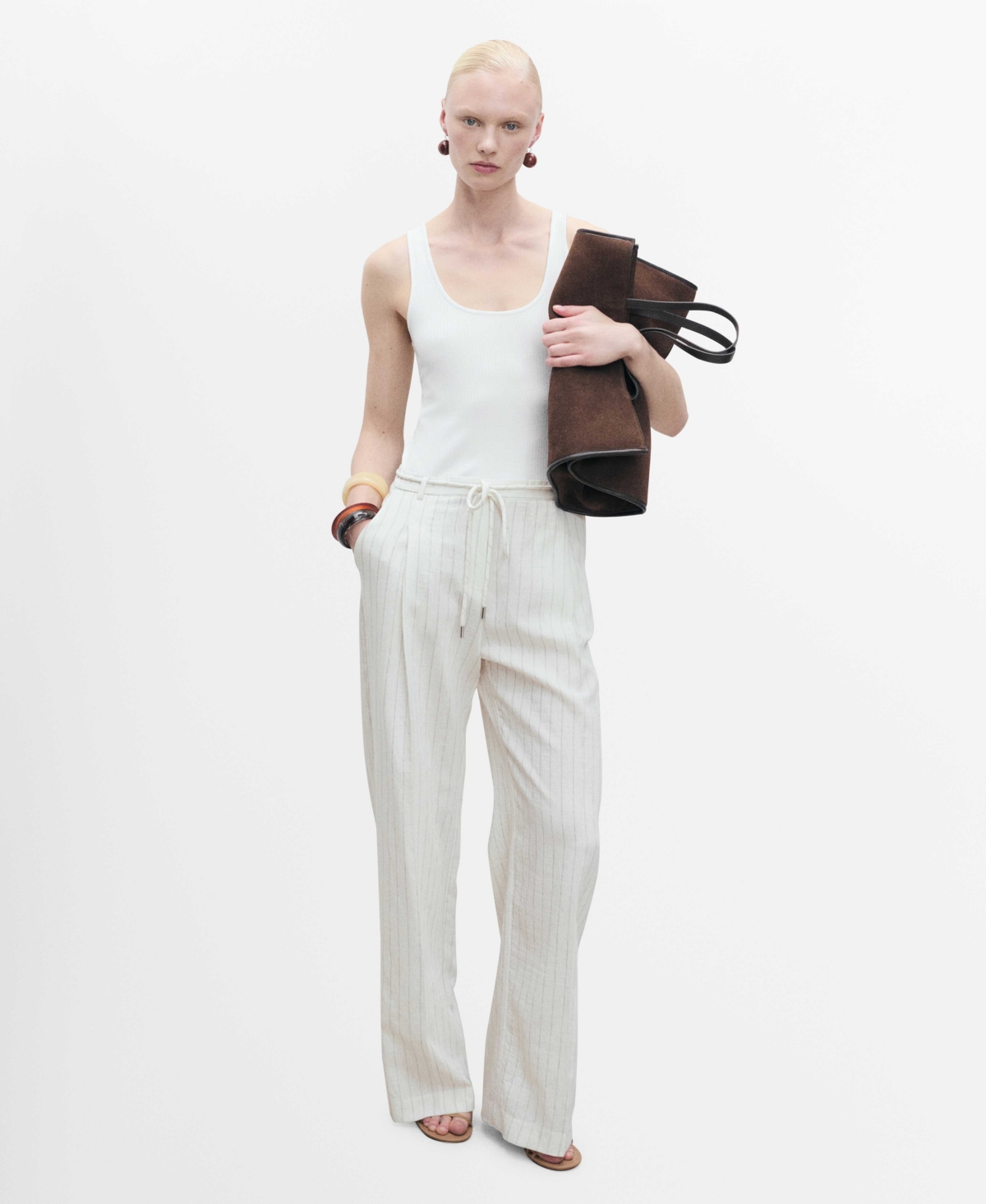 Mango Women's Striped Combined Knitted Jumpsuit