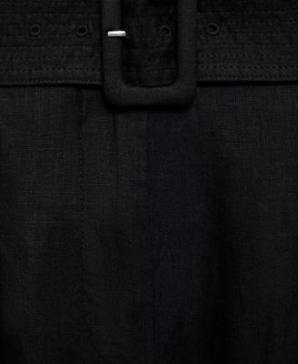 Women's Belt Linen-Blend Bermuda Shorts