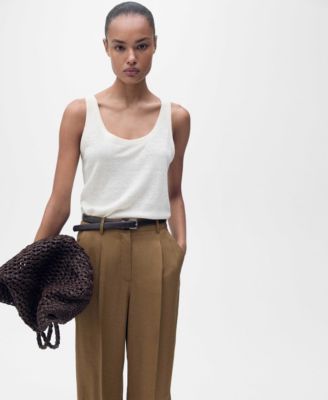 Women's Linen-Blend Pleated Pants