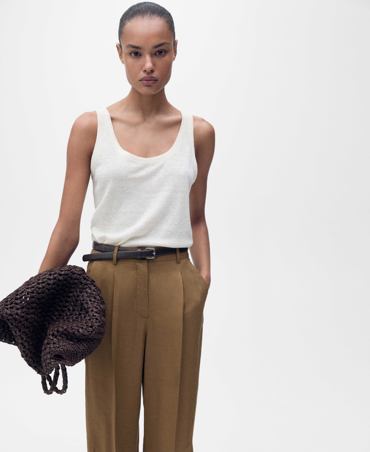 Mango Women's Linen-blend Pleated Pants