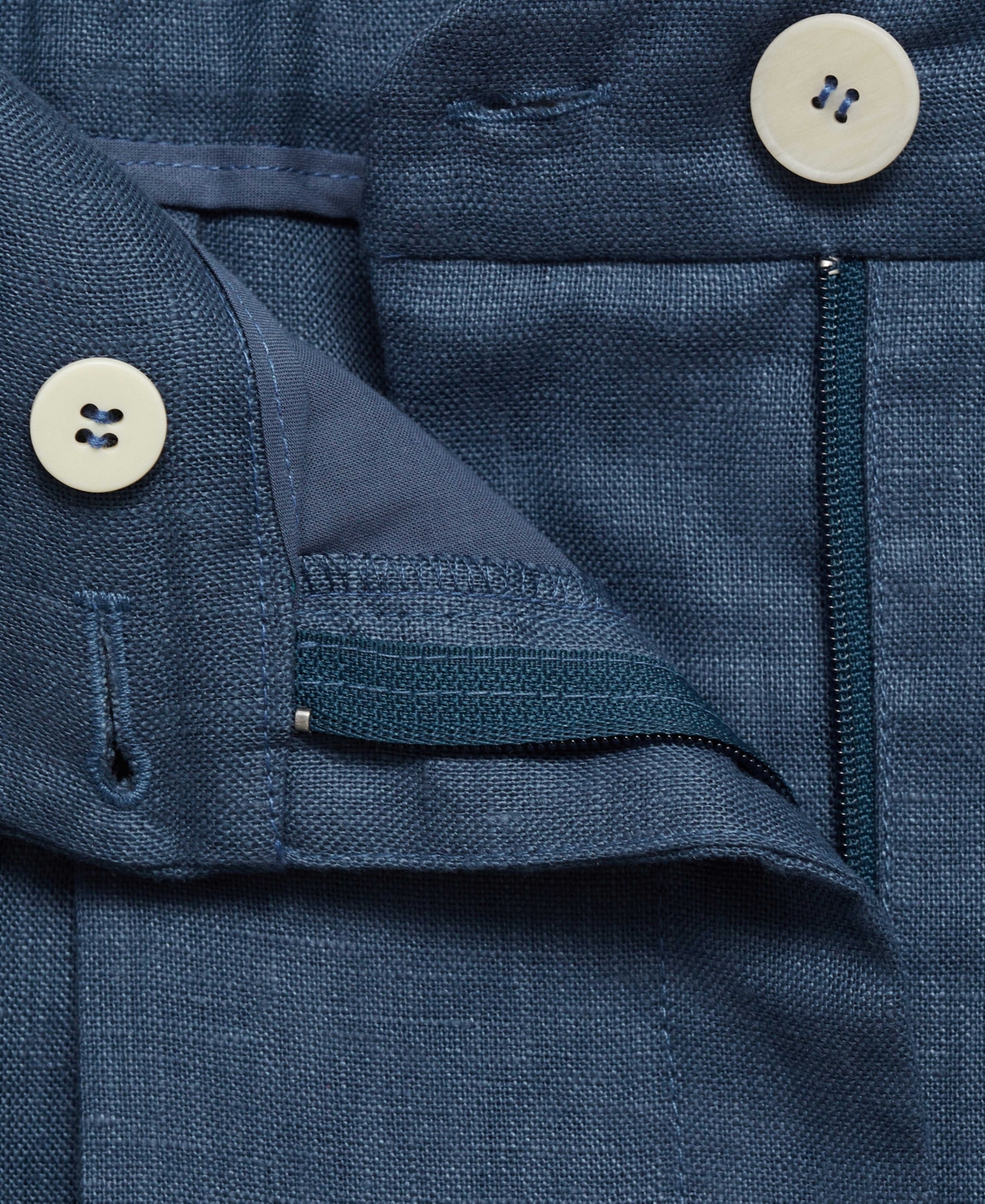 Mango Straight Linen Trousers With Dart Detail Blue In Blue