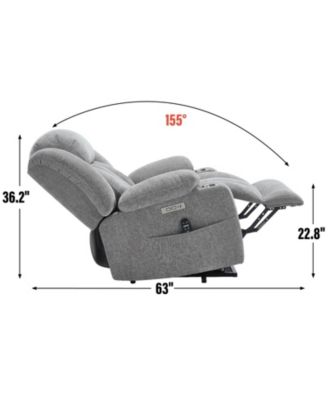 Chenille Power Lift Recliner, Massage & Heat, USB, Cup Holders