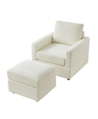 Corduroy Chaise Lounge with Ottoman for Living Room