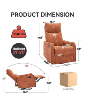 Streamdale Heat Massage Manual Recliner Chair with Rocker and Swivel in Fabric for Living Room