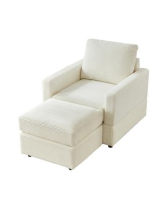 Corduroy Chaise Lounge with Ottoman for Living Room