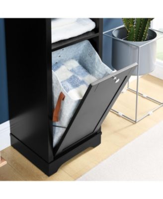 Streamdale 64" Bathroom Storage Cabinet with Laundry Hamper and Adjustable Shelves