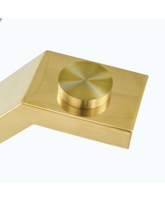 Streamdale 1-Piece Glass & Metal Dining Table – Tempered Glass Top, Gold-Plated Legs, MDF Crossbar, Modern Home/Office Table