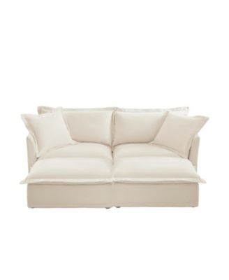 Streamdale Cream Chenille 2-Seater Sofa with Ottomans