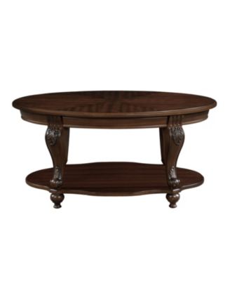 42" Oval Wood Coffee Table with Storage