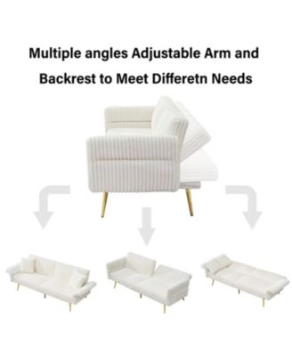 Streamdale 79 inch corduroy sofa bed, foldable double sofa bed with folding armrests, suitable for living rooms and small spaces