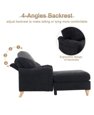  Mid-Century Oversized Chaise Lounger Sofa