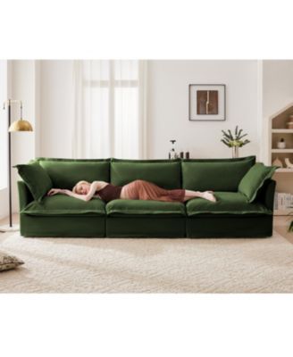 L-Shaped Sectional Sofa with Convertible Ottoman & Pillows