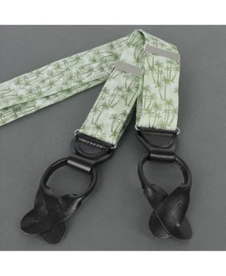 Men's Nohea Palm Tree Linen Blend Novelty Button End Suspenders