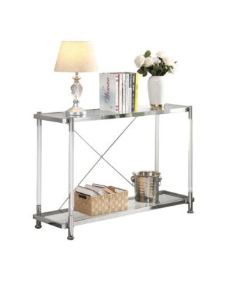 Chrome & Acrylic Glass Sofa Table with Storage Shelves
