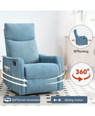 Streamdale Heat Massage Manual Recliner Chair with Rocker and Swivel in Fabric for Living Room