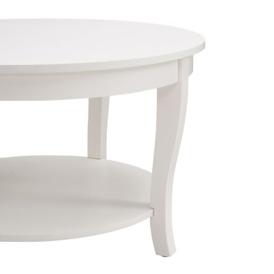 Round Coffee Table with Storage Shelf, 2-Tier Accent Table, 30" x 30" x 18