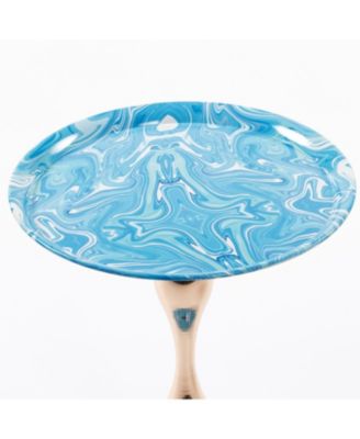 Streamdale Modern Round Coffee Table, Metal Pedestal Table for Small Spaces