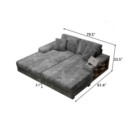 Streamdale Corduroy Convertible Sofa Bed Modern Oversized Lounge Chair