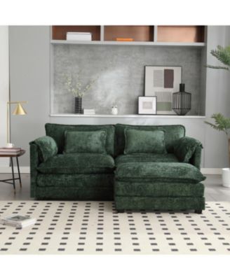 Streamdale Chenille fabric, removable armrests with side pockets, high density sponge filling, oversized double sofa with footstool
