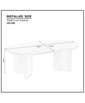Modern 39.37" Oval Coffee Table with Pedestal Base