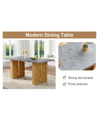 Streamdale Cozy Modern MDF Dining Set with 6 Gray Faux Leather Chairs