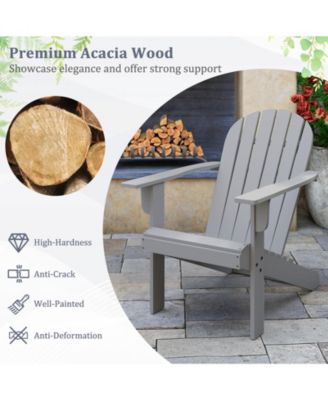 Acacia Wood Lounge Patio Adirondack Chair with Inclined Seat