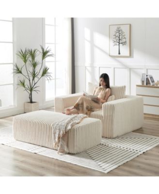 Corduroy Sponge Sofa Lounge Chair with Removable Footrest