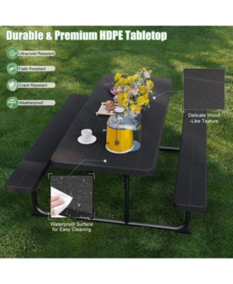 6ft Picnic Table with 2 Benches Heavy-Duty Table for 6-8 Person