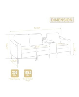 Convertible Sectional Corduroy Sofa with Cupholders, USB,Three-seater,Beige