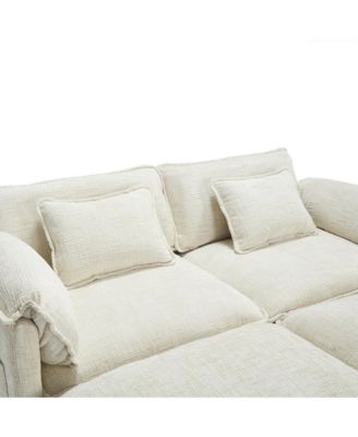 Luxurious Chenille Sofa with Detachable Armrests
