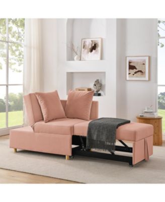 Modern Convertible Sleeper Sofa with Pullout Bed and Adjustable Backrest