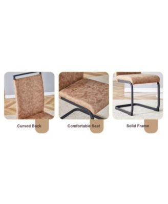 Streamdale Modern Grey Marble Table with Metal Frame and 4 Arched Brown Fabric Chairs