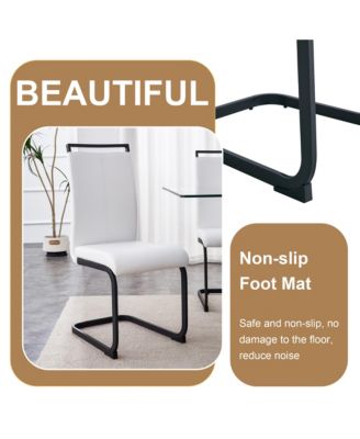 Streamdale Modern Marble Texture Dining Set Grey MDF Table with 4 PU Chairs