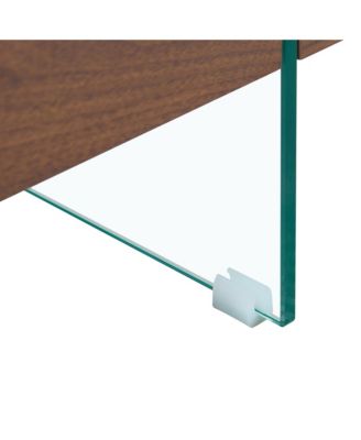 31.4" Tempered Glass & MDF 2-Tier Modern Square Coffee Table